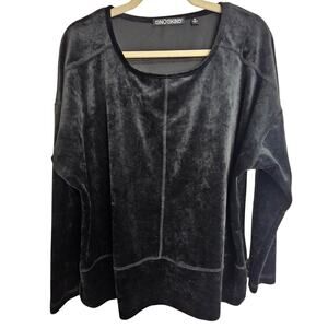 Sno Skins Womens Black Velvet Top Sz M Gorpcore Outdoor Ski Hike Trail Layering